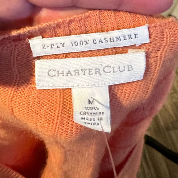 CHARTER Club 2 Ply orange Cashmere Top Size Medium - Picture 2 of 5